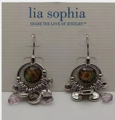 Pendientes colgantes de abulón genuino de Lia Sophia Foto 1 de 4