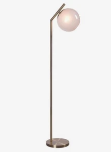 Modern Brass Floor Lamp Frosted Glass Ball Shade Reading Light - Picture 1 of 5