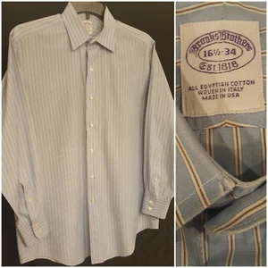 Camisa Brooks Brothers manga larga hombre abotonada azul claro talla 16 1/2-34  - Imagen 1 de 9