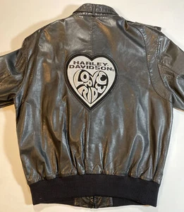 Women's Classic Directions VINTAGE 90's Black Leather Jacket HARLEY DAVIDSON L - Picture 1 of 12