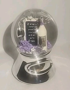 Danbury Falls Water Globe "Wine is constant proof that God loves us" W/Music Box - Picture 1 of 16