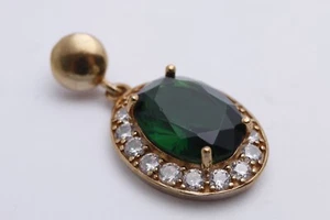 Turkish Handmade Jewelry Big Oval Shape Topaz and Round Cut Emerald Pendant - Picture 1 of 7