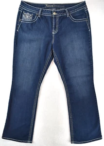 Natural Reflections Embroidered Western Bootcut Blue Denim Jeans Womens Size 18 - Picture 1 of 23