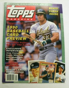 TOPPS Magazine-Premier Issue-Winter 1990-Jose Canseco cover with Bonus Cards - Imagen 1 de 4