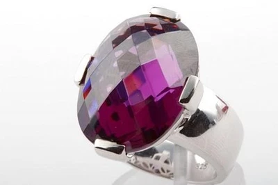 Ring 925er Sterling Silber synthetischem Amethyst Gr 56 Top! - - Bild 1 von 4