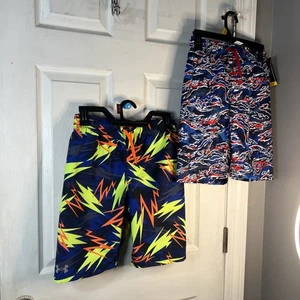Lot of 2 Under Armour Youth Boys Black Swim Trunks Size Large read description ￼ - Picture 1 of 10