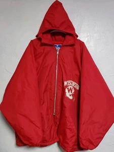 Vintage 70s 2XL Champion Wisconsin Badgers Hooded Sideline Coaches Players Jacket - Bild 1 von 11