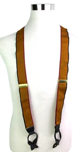 Cole Haan SENFSEIDE SCHWARZ LEDER 1 1/2" Wd KNOPFLEISTE X-RÜCKEN HOSENTRÄGER (C89 - Bild 1 von 8