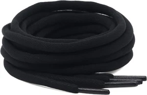 DELELE 2 Pair Thick Round Athletic Shoe laces 39"Inch (100CM), 02 Black - Picture 1 of 7