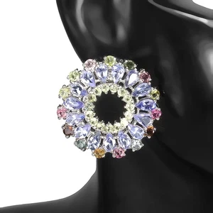 925 Sterling Silver Earrings Pear Tanzanite Peridot Tourmaline Gemstone Jewelry - Picture 1 of 14