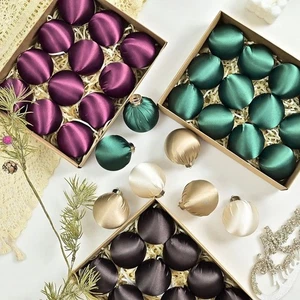 12pcs 6cm Satin Christmas Ball Xmas Tree Pendant  Festive Atmosphere - Picture 1 of 27