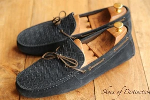 Bottega Veneta Gomma Spritz Blue Woven Suede Loafers Shoes UK 10 US 11 EU 44 - Picture 1 of 11