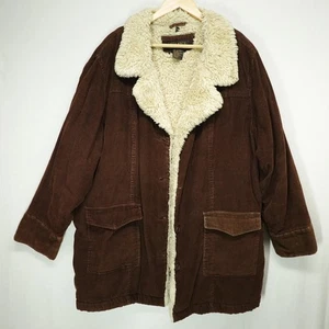 Vintage Coat Mens Brown Corduroy Sherpa Lined Chore Barn Jacket Komitor Y2K - Picture 1 of 16