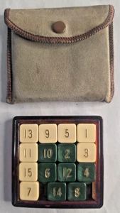 Vintage The "15-Puzzle" ~ RARE GREEN TILES ~ Rudolf Steiner Co w/ Original Pouch - Picture 1 of 5