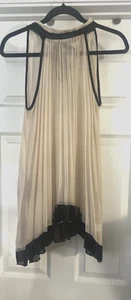 Damen Größe M A-Linie Kleid ROMEO JULIET Plissee hellbraun transparent über Knie Urlaub - Bild 1 von 11