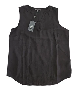 Neu Adrianna Papell halbtransparente Bluse mit V-Ausschnitt schwarz Größe Medium 79 $ - Bild 1 von 12