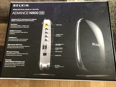 Belkin ADVANCE N900 DB WIRELESS Dual Band N+Router Wi-Fi Model F9K1104 - Image 1 of 4
