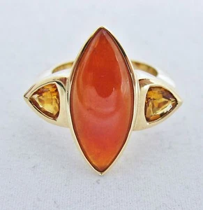 14K Gold Ring with A Grade Red JADEITE Jade & Citrine w/ COA (10.8g, size 6.75) - Picture 1 of 14