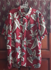 Croft and Barrow Mens Shirt 2xl xxl Hawaiian Rayon Red Broad Leaf Palms Floral