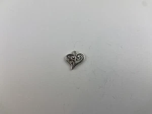Heart With Swirls Charm Metal Jewelry Making Bracelet Charm 3D Gray - Picture 1 of 3