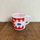  Vintage Westfield S initial Red Gingham plaid Milk Glass Coffee Cup Mug