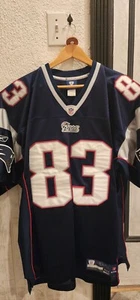 VTG Authentic NFL Reebok New England Patriots Wes Welker 83 Jersey 50 Blue SEWN - Picture 1 of 11