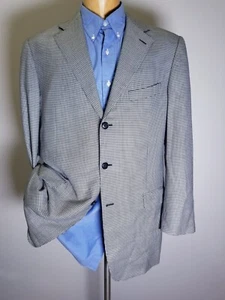 Abrigo Blazer Chaqueta E. Zegna Lana Lona Cuadros Pata de Gallo 54L 44L Tweed - Imagen 1 de 9