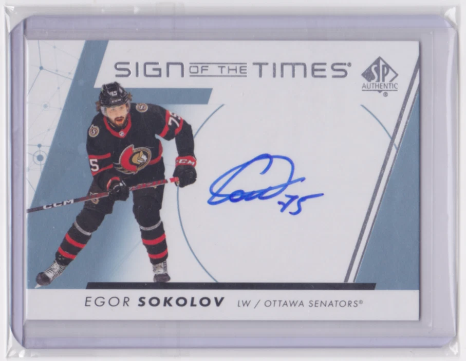 2022-23 UD SP AUTHENTIC SIGN OF THE TIMES EGOR SOKOLOV #SOTT-ES OTTAWA SENATORS - Image 1 of 2