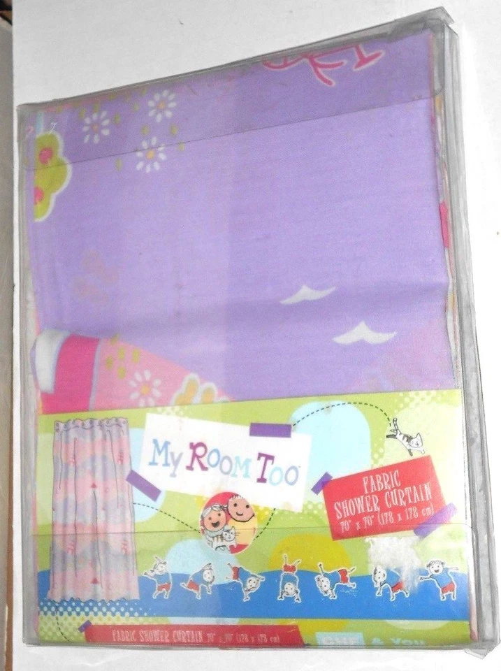Linda cortina de ducha de tela rosa vintage rara My Room Too niñas niños 70"x70" difícil de encontrar Foto 1 de 3