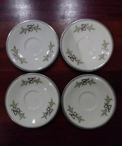 Vintage MINTONS Porcelain Ceramic Ivey and Ribbon Saucers 4 Made in ENGLAND - Picture 1 of 4
