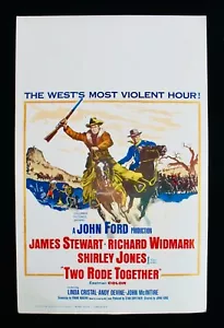 DOS CABALGADOS JUNTOS ~ PÓSTER ORIGINAL DE LA PELÍCULA 14x22 raro ~ 1961 John Ford James Stewart - Imagen 1 de 4