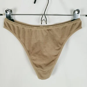 Y2K Victorias Secret Signature Cotton V-String Damen Small Panty hellbraun Vintage - Bild 1 von 8