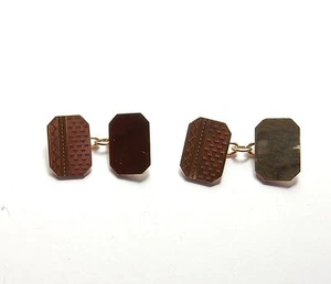 Gemelos vintage estilo Art Deco HG&S oro sobre plata de ley 9,9 g - Imagen 1 de 6