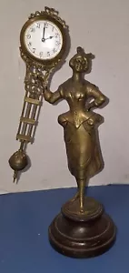 German Style Brass Barmaid Figure Mystery Swinger Clock (Junghans Type) Working - Picture 1 of 17