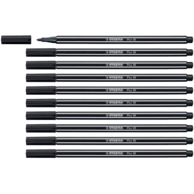 10 x Stabilo Pen 68 Premium Filzstifte Fasermaler schwarz - Bild 1 von 4