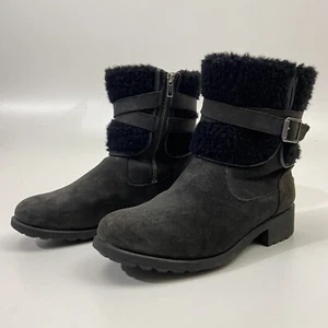 UGG schwarz Blayre III Stiefel Damen 10 Lammfell Riemen Schnalle Wollabsatz 1095153 - Bild 1 von 12