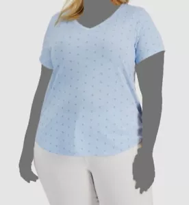 $24 Style & Co Women's Blue Printed Burnout V-Neck T-Shirt Top Plus Size 2X - Picture 1 of 2