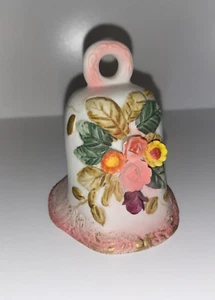 Ceramic 3D Floral Bell Antique Hand Painted Pink Numbered 4469 - Picture 1 of 16
