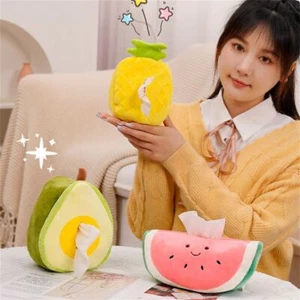 Car Tissue Box Paper Napkin Case Plush Fruit Napkin Tissue Paper Holder UK - Picture 1 of 15
