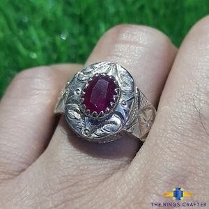 Natural Unheated Untreated Jagdalek Afghani Ruby Ring 925 Silver 2ct Ruby Ring - Picture 1 of 7