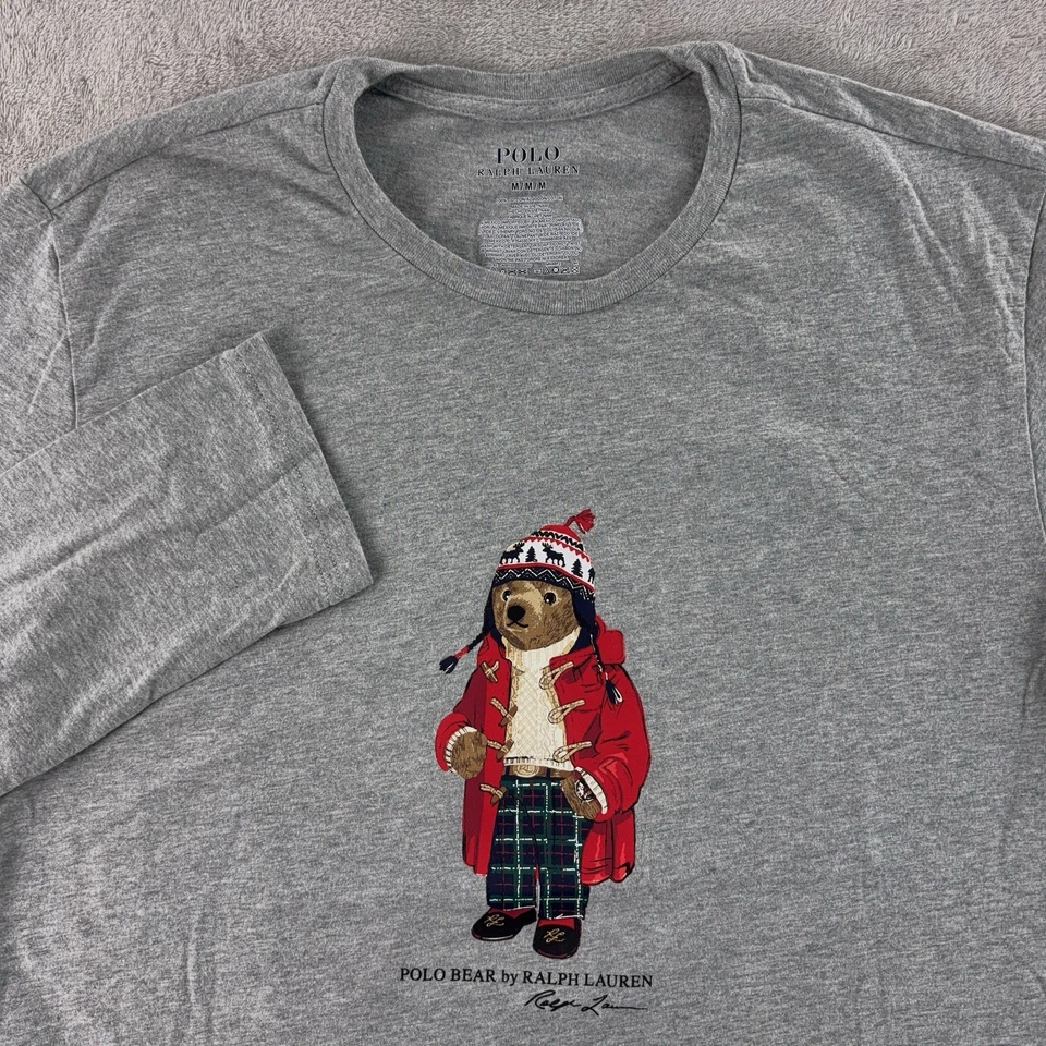 Polo Ralph Lauren Camisa Manga Larga Para Hombre Talla Mediana Gris Polo Oso Prendas para Dormir Foto 1 de 4