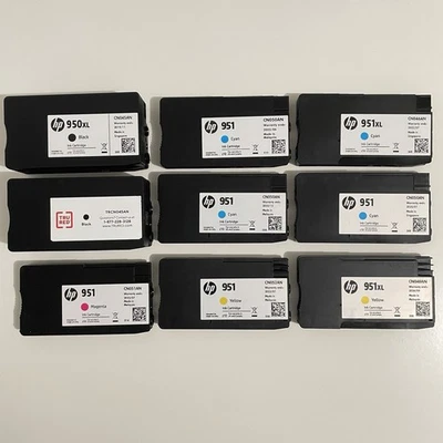 PACK DE 9 TINTAS HP 950XL NEGRAS Y 951 COLOR (SIN CAJA AL POR MENOR) OFFICEJET 8630 CADUCADAS Foto 1 de 4