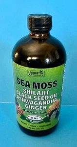 LIVING NATURAL SEAMOSS BLACK SEED OIL ASHWAGANDHA GINGER LIQUID SUPPLEMENT - Picture 1 of 3