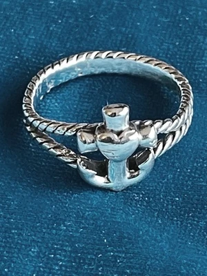 Anel de coração âncora corda torcida aposentado James Avery Faith Hope & Love tamanho 10 - Imagem 1 de 4