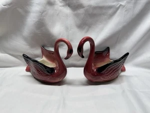 Pair (2) Royal Copley/ Maddux MCM Pink Flamingo Planters 1950's 10" Length - Picture 1 of 10
