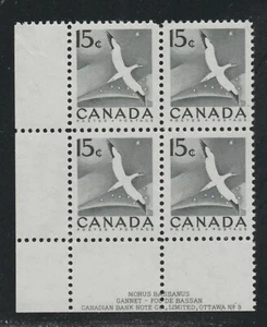 1954 Canada SC# 343 LL Gannet - Plate No. 3 Plate Block M-NH Lot # 173 - Picture 1 of 2