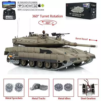 HengLong 1/16  Upgrade Edition BB IR RC Tank 3958 IDF Merkava MK IV FPV Smoke - Image 1 of 4