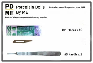 Scalpel Blades #11 (sealed and sterile) x 10, and Matching Handle 1 x # 3 - Foto 1 di 1