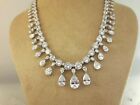 White Women Tennis Necklaces 925 Sterling Silver CZ Dangling Pear Drop Jewelry