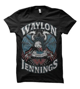 WAYLON JENNINGS LONESOME SINGER MUSIC BAND GUITAR CLASSIC BLACK T SHIRT S-3XL - Picture 1 of 3